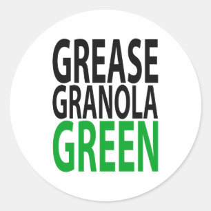 Fett Granola Grünes T-Shirt Runder Aufkleber