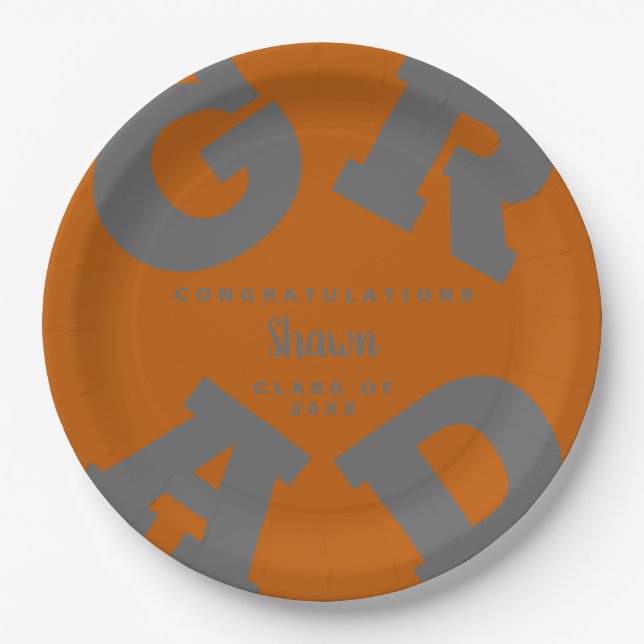 Fett | Graue Teller auf Burnt Orange Abschluss (Vorderseite)