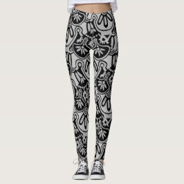 Fett graue und schwarze Print-Leggings Leggings