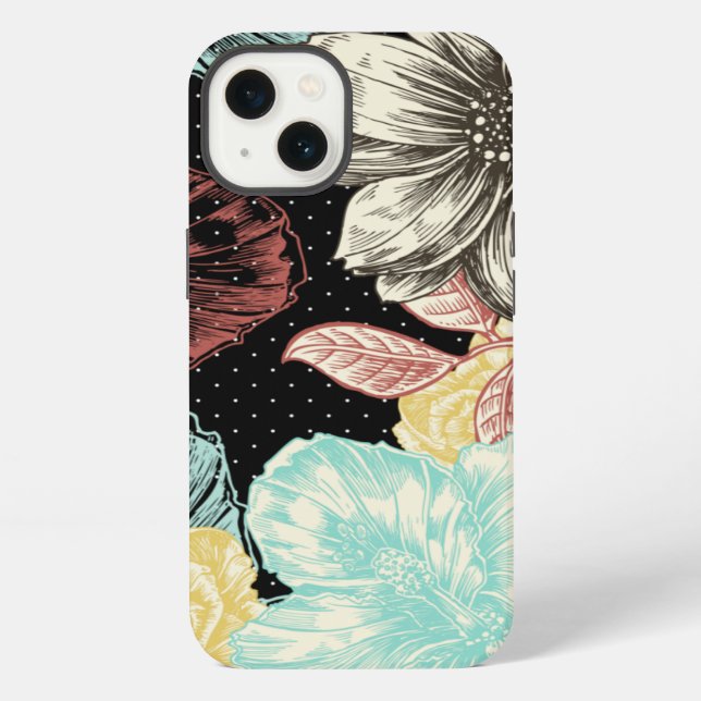 Fett gravierte Blumen iPhone Hülle (Rückseite)