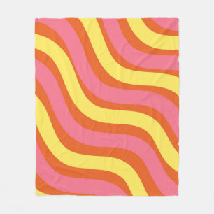 Fett Groovy Orange Gelb Pink Wellig Gestreift Mode Fleecedecke