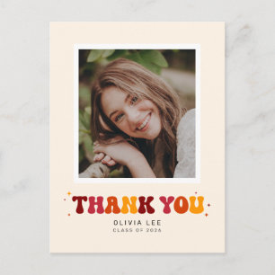 Fett Groovy Retro-Abschluss Danke Postkarte