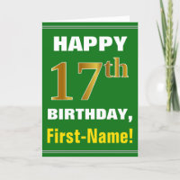 Fett, grün, Imitate Gold 17. Geburtstag mit Name C