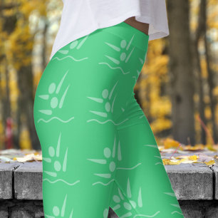 Fett grüne Frauen Synchronschwimmmuster Leggings