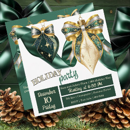 Fett grüne und goldene Ferienbauten mit Ribbon Einladung