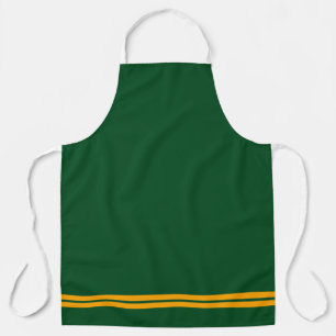 Fett grüner Twin Golden Yellow Hem Racing Stripes Schürze