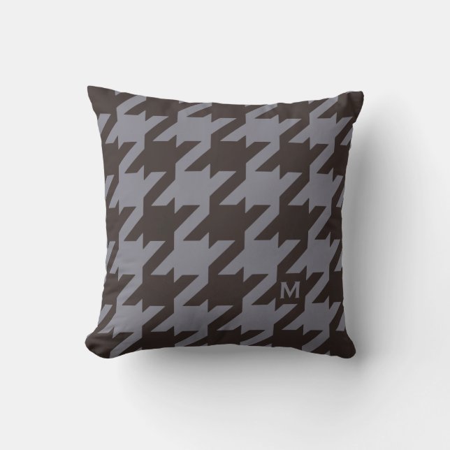 Fett-Hahnentrittmuster-Monogramm aus modernem Stah Kissen (Vorderseite)