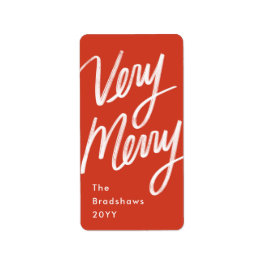 Fett Hand Letted Sehr frohe Ferien Rot Adressaufkleber