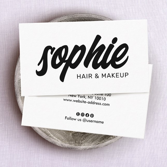 Fett handgeschriebenes Brush-Script Schwarz-weiß B Visitenkarte (Von Creator hochgeladen)