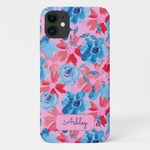 Fett handgestrichene blau-blaue Rosa Monogramm Case-Mate iPhone Hülle