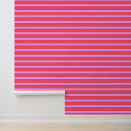 Fett heißes Rosa - Horizontales Streifenmuster Tapete