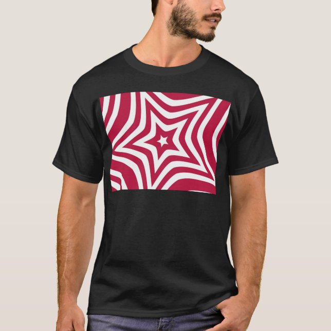 Fett & hell Rot & Weißer Stern in einem Vector-Mus T-Shirt (Vorderseite)