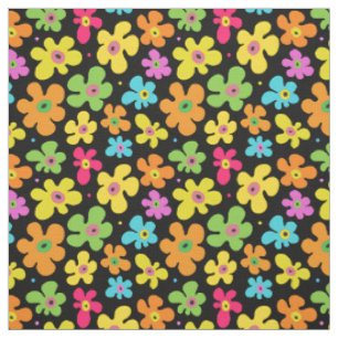 Fett helle Blume Muster auf schwarz Stoff
