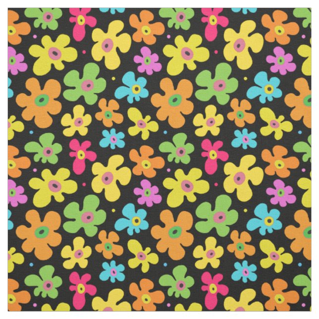 Fett helle Blume Muster auf schwarz Stoff (Muster)