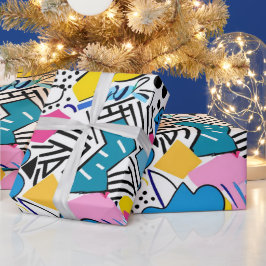 Fett helle Farben 90er Abstraktes Funky Art Muster Geschenkpapier