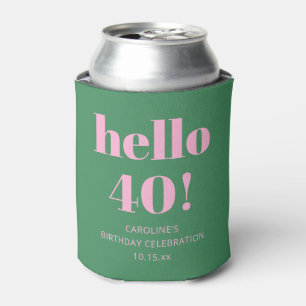 Fett Helle Moderne Retro Rosa Grün 40. Geburtstag Dosenkühler