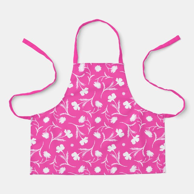 Fett Helles Blumenmuster Lila Pink Niedlich Girl Schürze (Vorderseite)