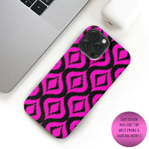 Fett Helles Heißrosa Schwarzes Ikat-Ogee-Kunstmust Case-Mate iPhone Hülle
