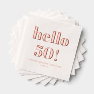 Fett Helles Modernes Retro 50. Geburtstags-Roségol Servietten Mit Folie