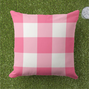 Fett Helles Rosa Weiß Großkariert Gingham Kissen