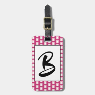 Fett hellrosa und weiß: Funky Retro Monogram Gepäckanhänger
