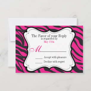 Fett-Hot-Pink-Black-Zebra-Streifen Hochzeiten lade RSVP Karte