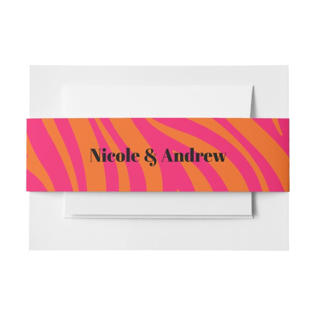 Fett Hot Pink und Orange Abstrakt mit Namen Einladungsbanderole (Vorderseite Beispiel)