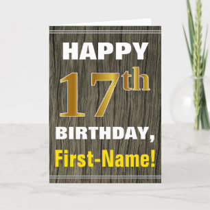 Fett, Imitate Holz, Imitate Gold 17. Geburtstag +  Karte