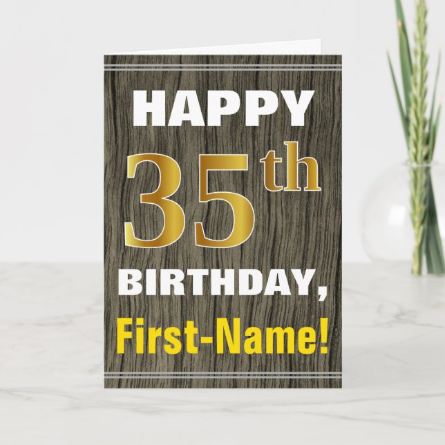 Fett, Imitate Holz, Imitate Gold 35. Geburtstag +  Karte (Vorderseite)
