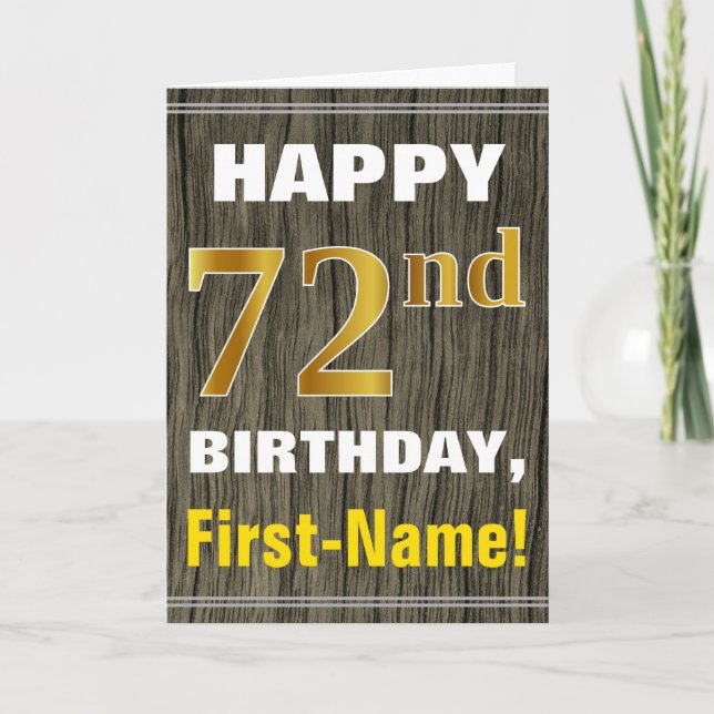 Fett, Imitate Holz, Imitate Gold 72. Geburtstag +  Karte (Vorderseite)