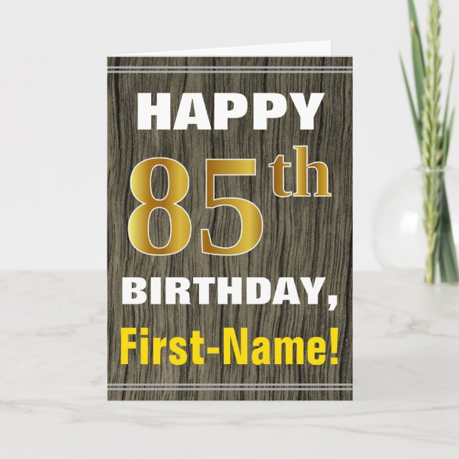 Fett, Imitate Holz, Imitate Gold 85. Geburtstag +  Karte (Vorderseite)