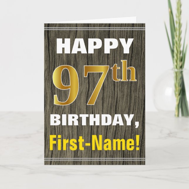 Fett, Imitate Holz, Imitate Gold 97. Geburtstag +  Karte (Vorderseite)