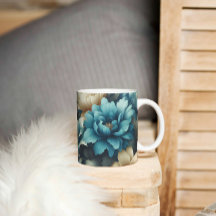Fett in Blau und zarte Creme Florals