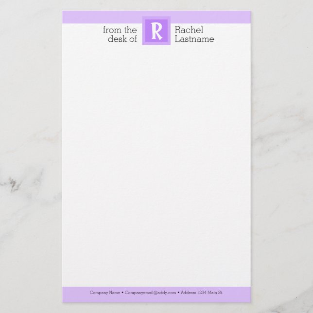 Fett Initial & Name Monogram Briefpapier (Vorderseite)