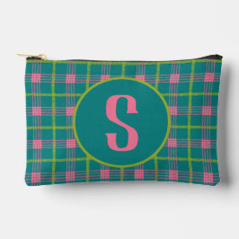 Fett Karierte Initial Zipper Pouch Zubehörtasche