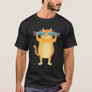 Fett Katze Fisch Fischfang Augen Pet Kitty Liebhab T-Shirt