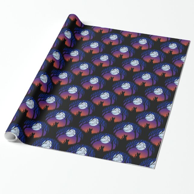 Fett-Katzenwackelpapier Niedliches KatzenHalloween Geschenkpapier (Ungerollt)