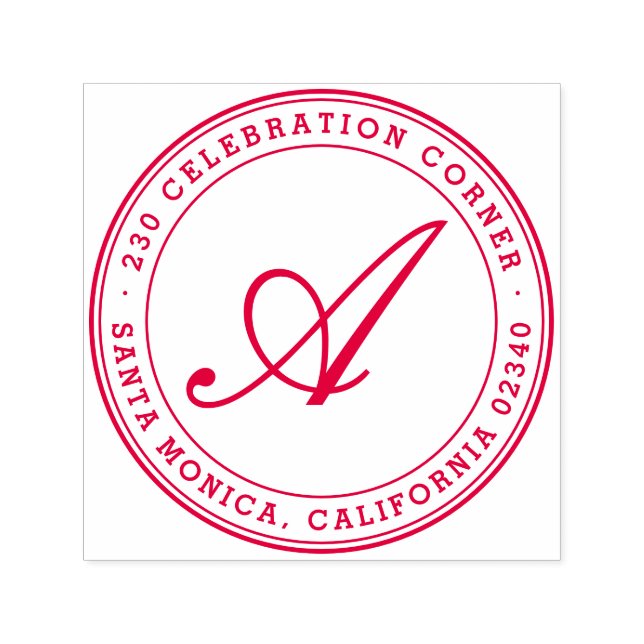 Fett klassische Script Monogram Round-Rücksendeadr Permastempel (Design)