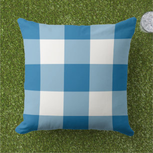 Fett Kobaltblau Weiß Großkariert Gingham Kissen