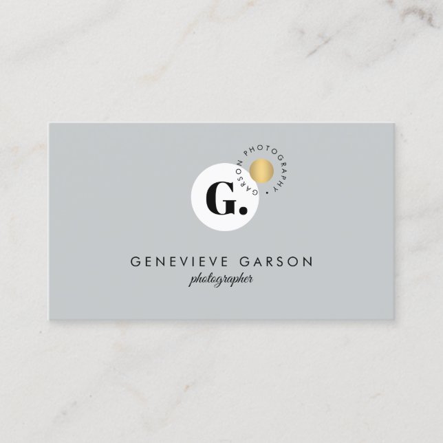 Fett kreative Monogram Logo Grau Social Media Visitenkarte (Vorderseite)