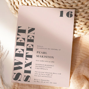 Fett leicht graue Pastellfarben süß 16 Geburtstag Einladung