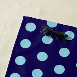 Fett Light Blue Polka Dots auf Navy Blue Strandtuch