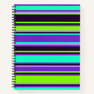 Fett Lila, Aqua & Chartreuse Striping-Notebook Notizbuch
