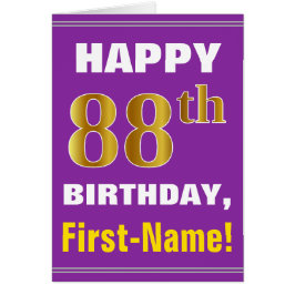 Fett, Lila, Imitate Gold 88. Geburtstag mit Name C