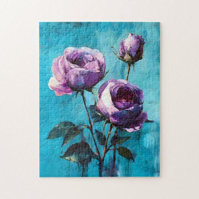 Fett Lila Rose auf blau (Vertikal)