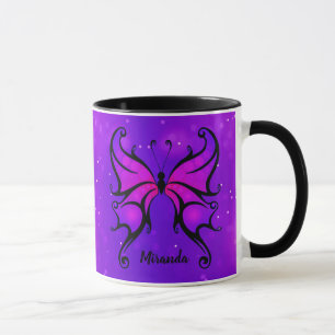 Fett Lila Schmetterling personalisiert Namensgesch Tasse