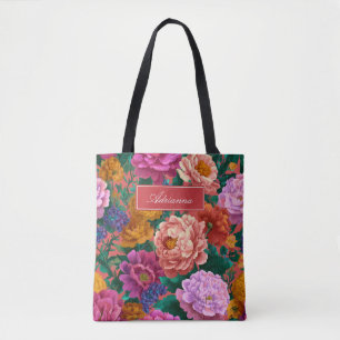 Fett Lilac und Pfirsichblüten auf Pink Tasche
