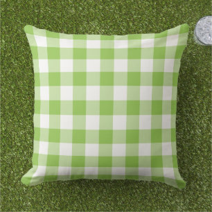 Fett Limegrün-Weiß-Gingham-Karo Kissen