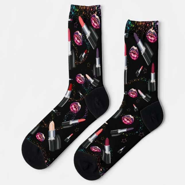 Fett-, Lipstick- und Lippendesign Socken (Linkes Detail)
