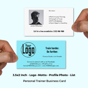 Fett Logo Foto Electric Blue Personal Trainer Visitenkarte